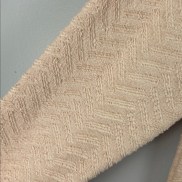 Anthropologie Saturday Sunday Texture Cotton Long Sleeve Dress Medium Cream Pink - Picture 7 of 14